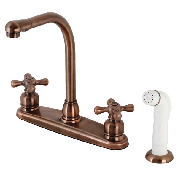 Kingston Brass KB716AX Victorian Centerset Kitchen Faucet, Antique Copper KB716AX